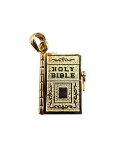 14K Yellow Gold Holy Bible Our Father Prayer Charm #22408