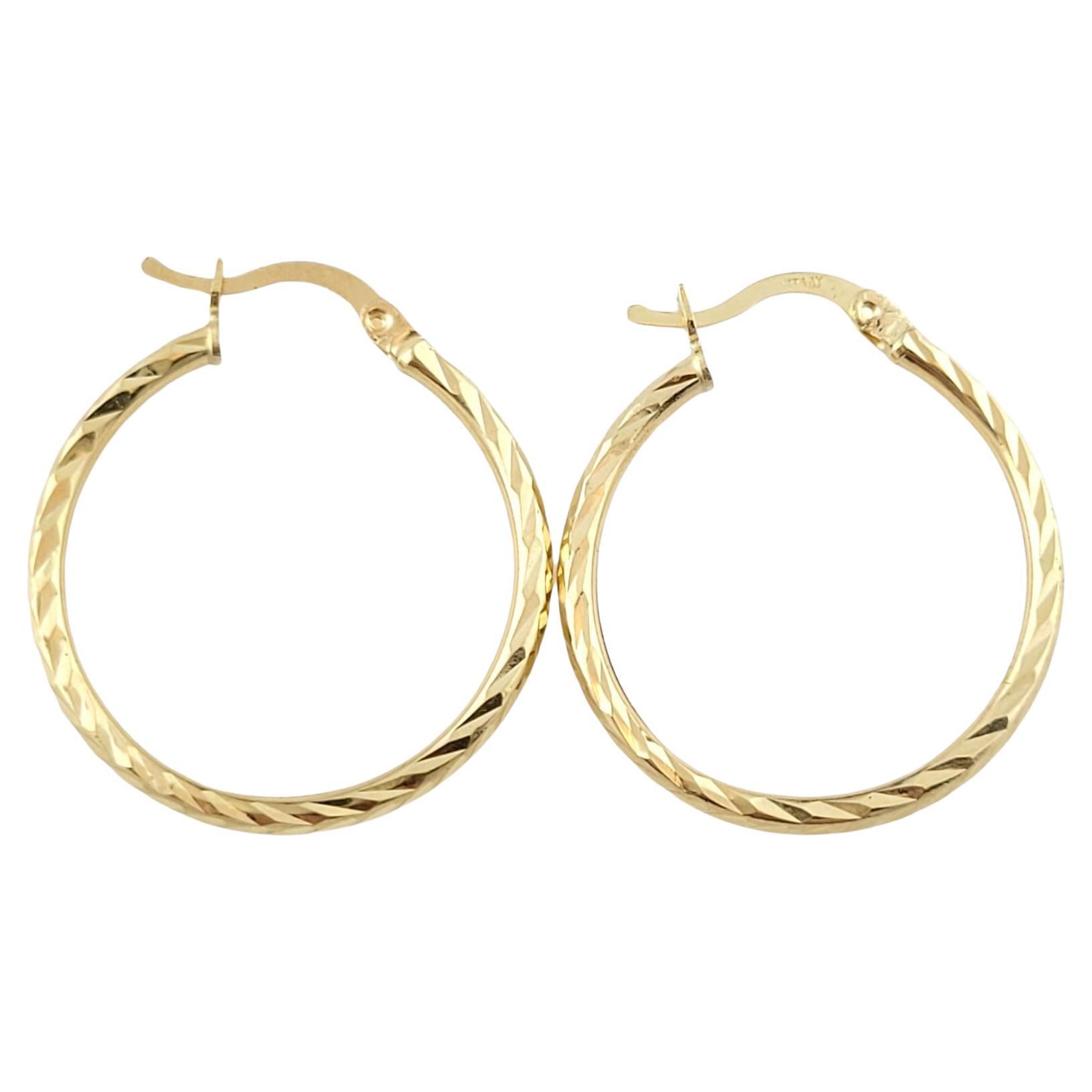 14K Yellow Gold Hoop Earrings #13441 For Sale