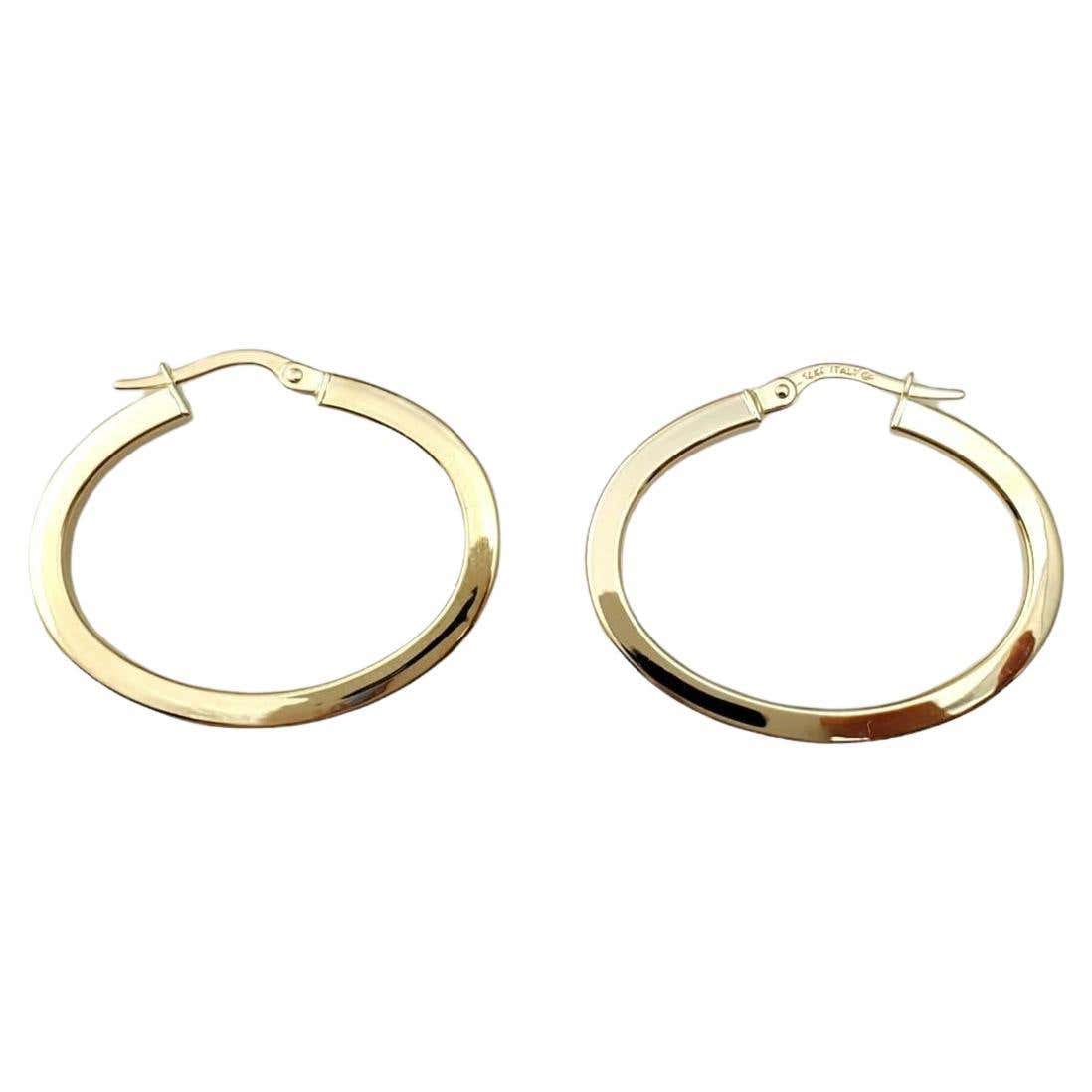 Real 10K Yellow Gold 4mm X 40mm Medium Hoop Earrings - Shiny Plain Bold Hoops