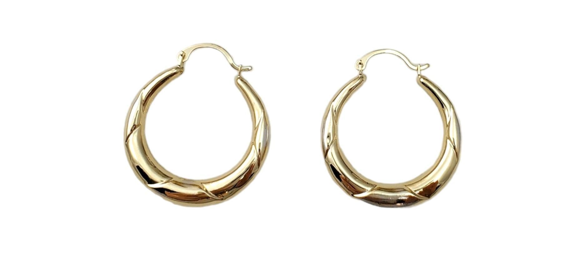 14K Yellow Gold Hoop Earrings #16666 For Sale