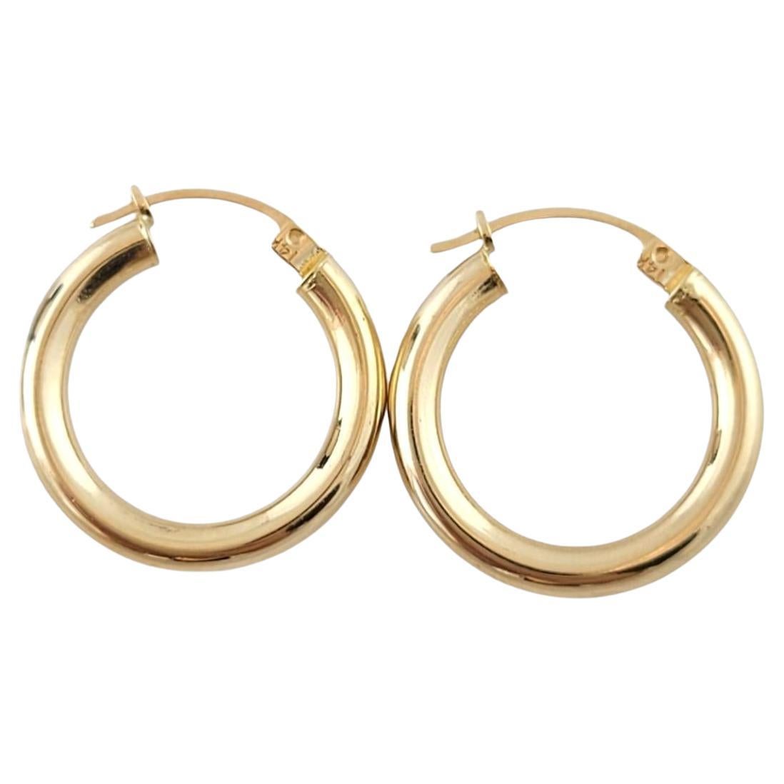 14K Yellow Gold Hoop Earrings #17379 For Sale