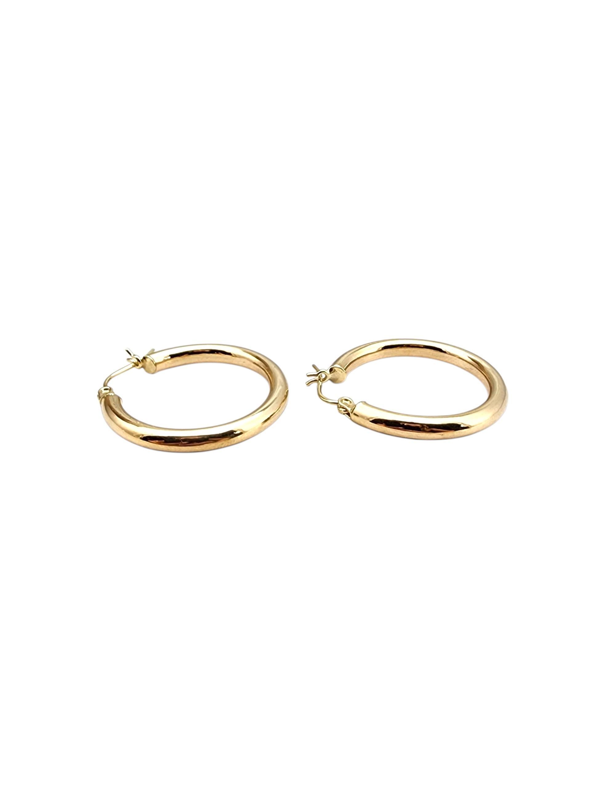 De las mujeres Pendientes de aro de oro amarillo de 14 quilates #22696 en venta