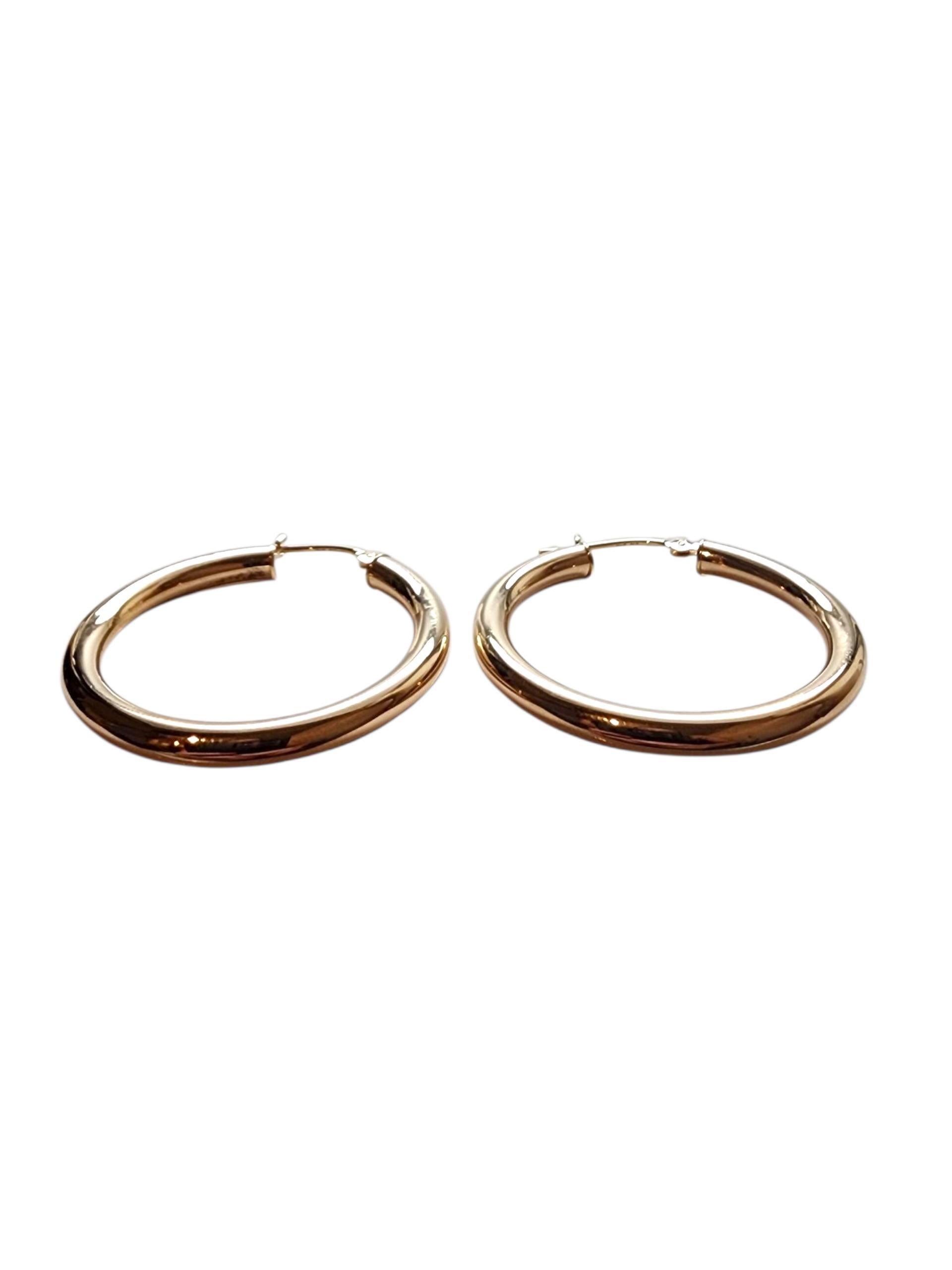 De las mujeres Pendientes de aro de oro amarillo de 14 quilates #22794 en venta