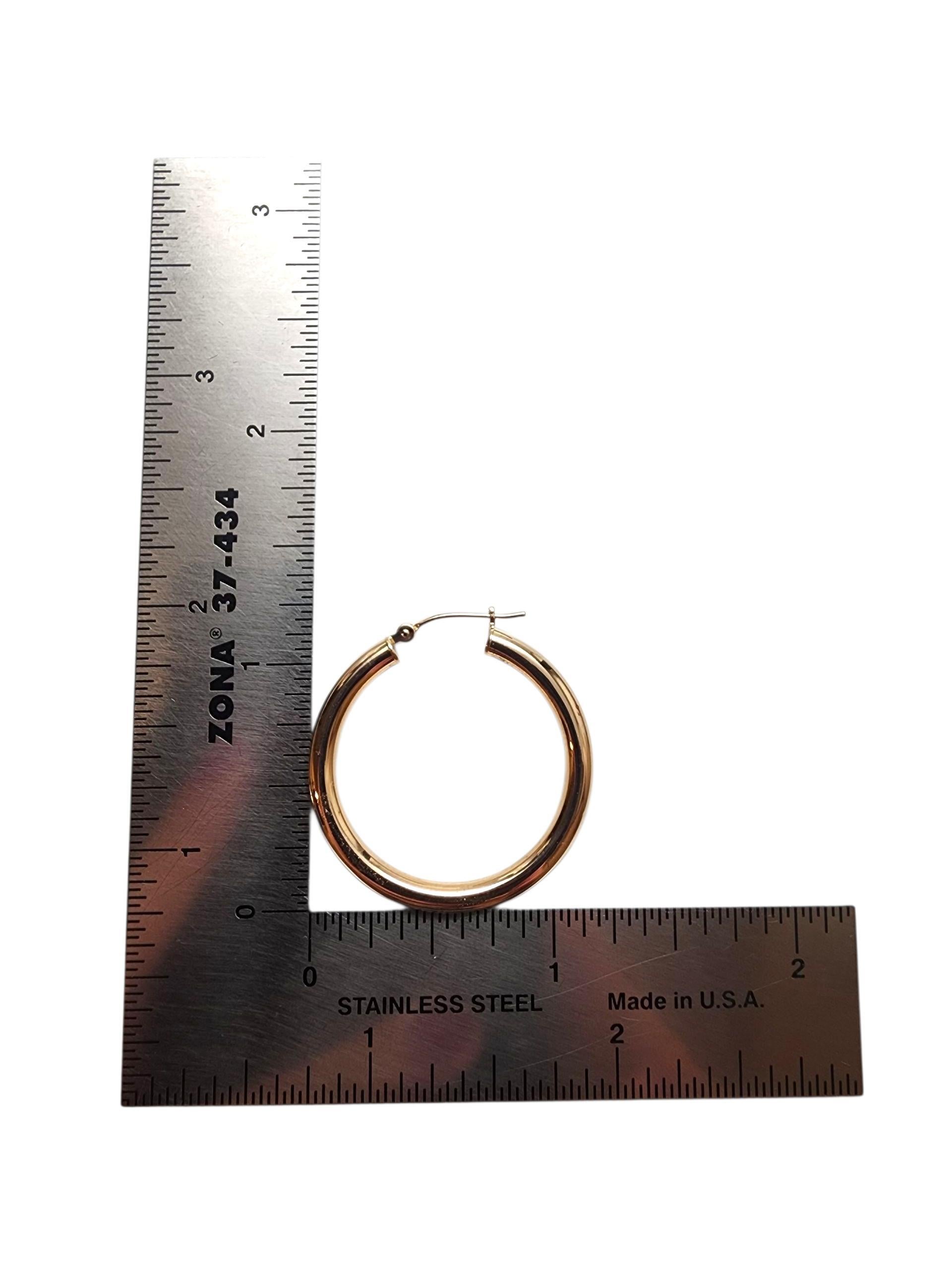 Pendientes de aro de oro amarillo de 14 quilates #22794 en venta 2