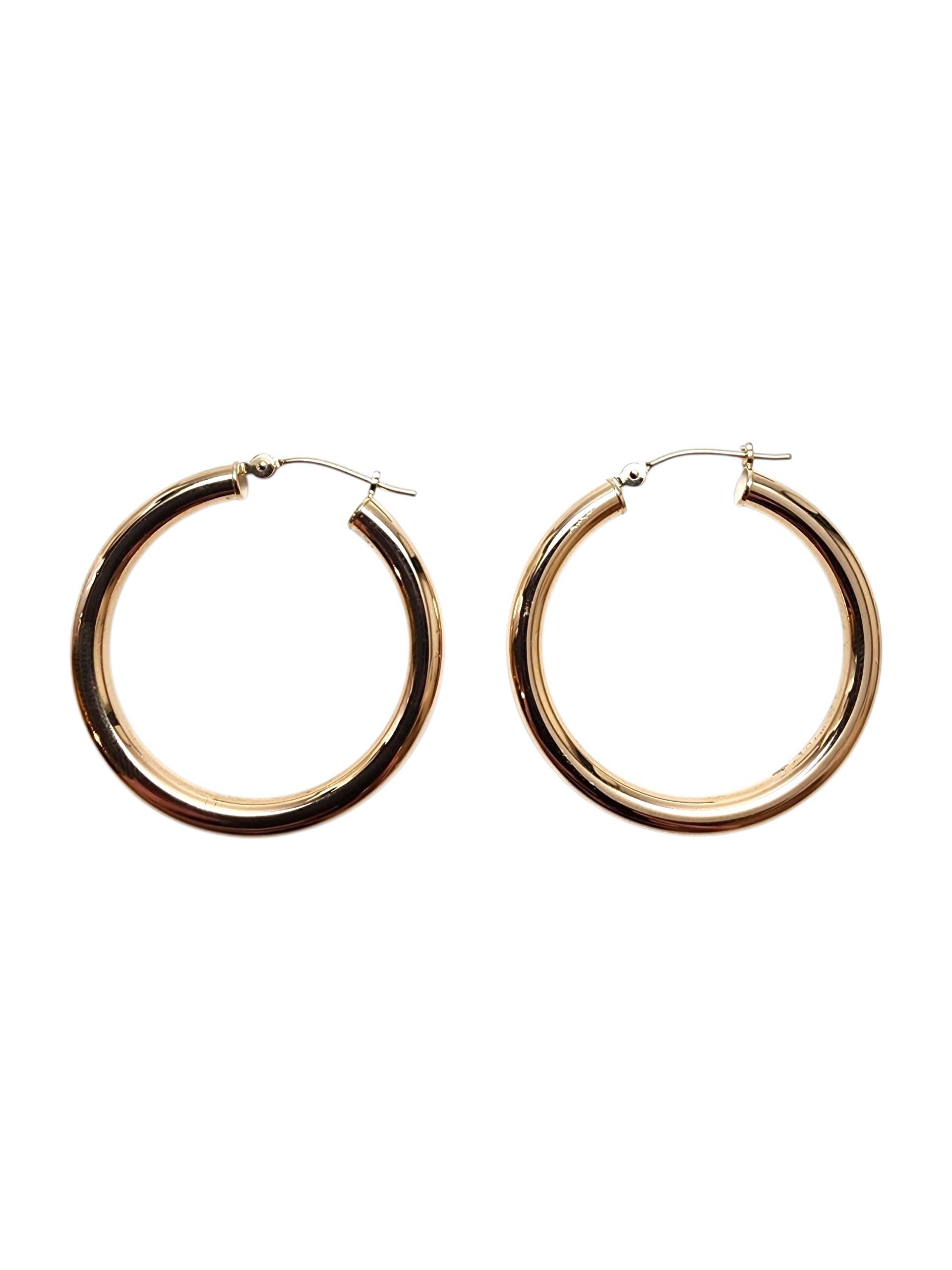 Pendientes de aro de oro amarillo de 14 quilates #22794 en venta