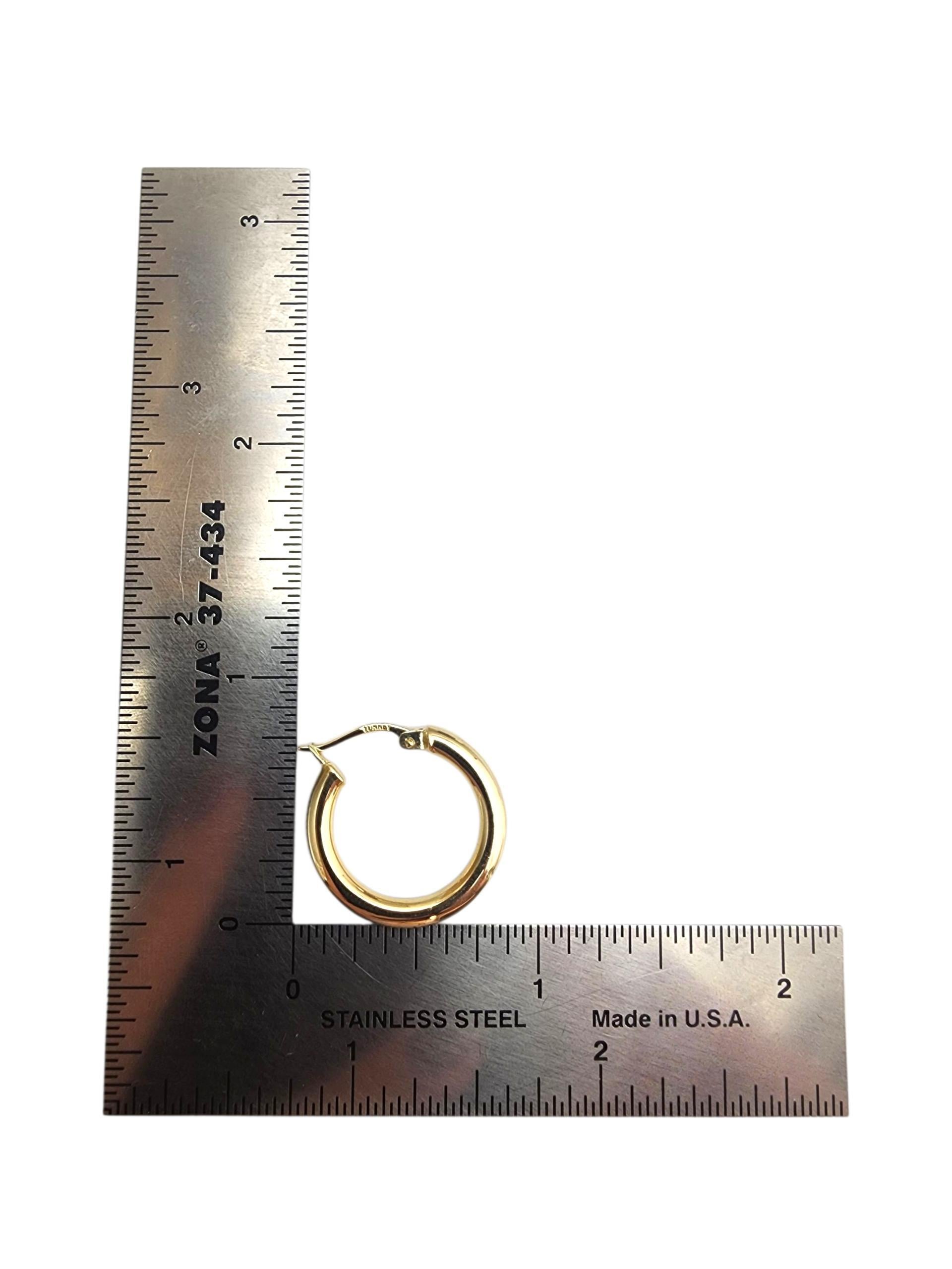 14K Yellow Gold Hoop Earrings #22856 For Sale 4