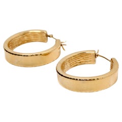 14k Yellow Gold Hoop Earrings Circa 1980s