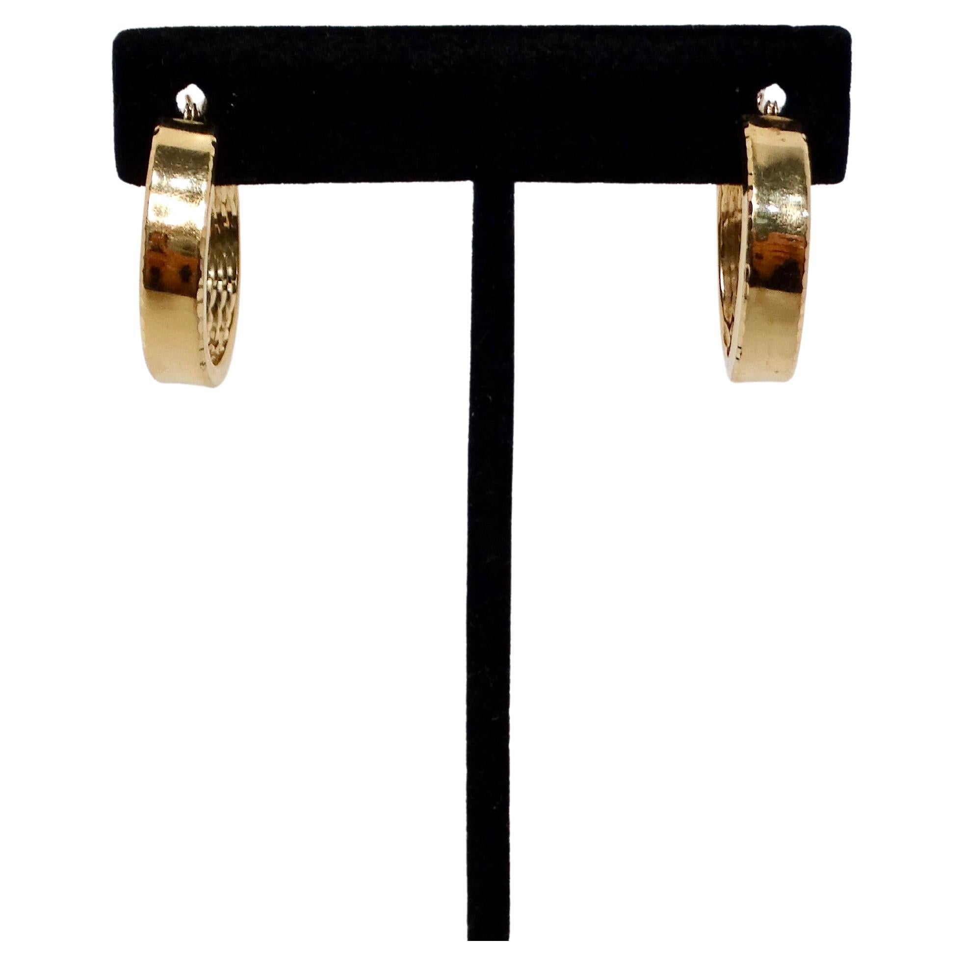 14k Yellow Gold Hoop Earrings Circa 1980s
