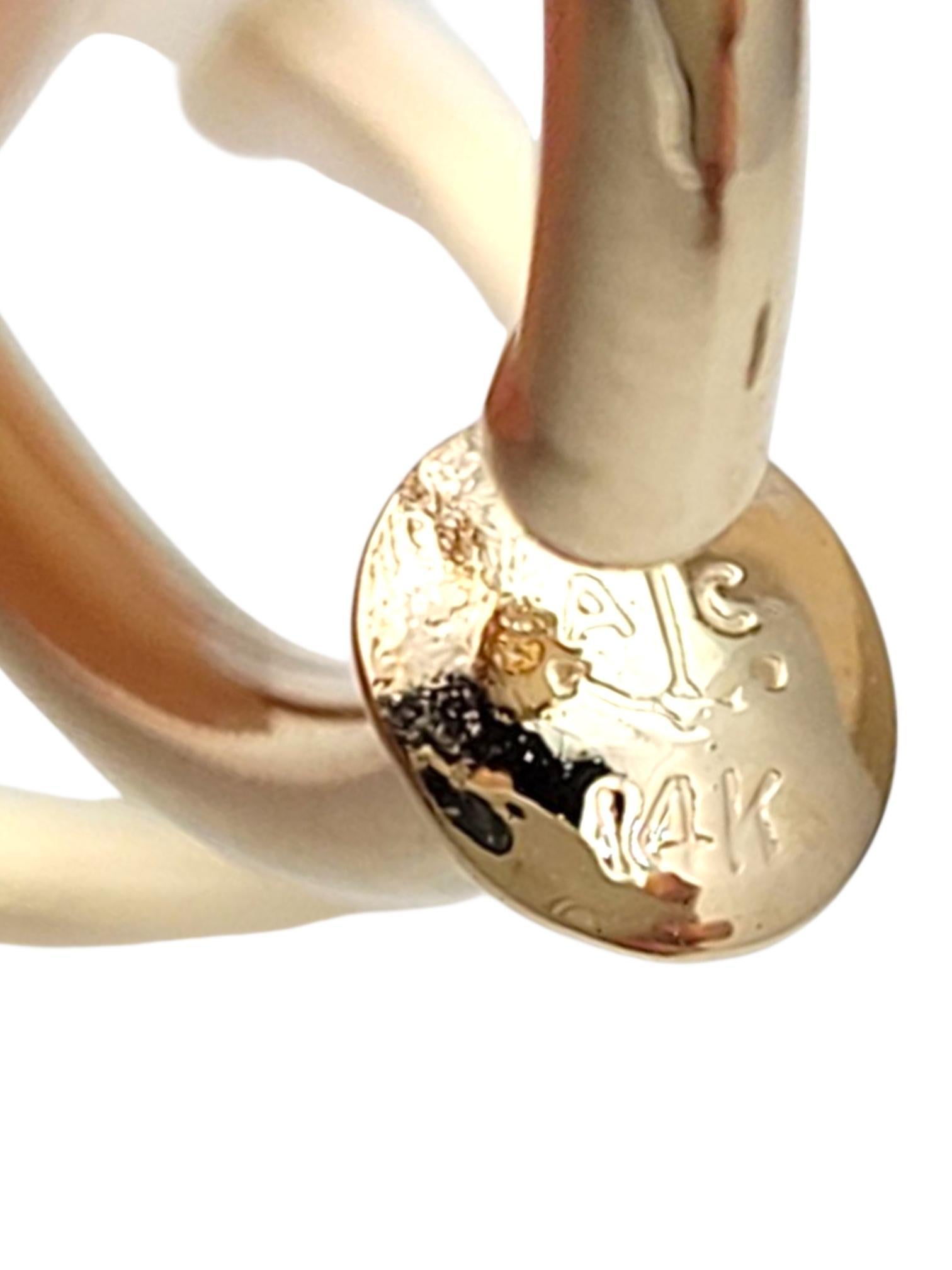 14K Yellow Gold Hoop Twist On Earrings #21754 In Good Condition For Sale In Washington Depot, CT
