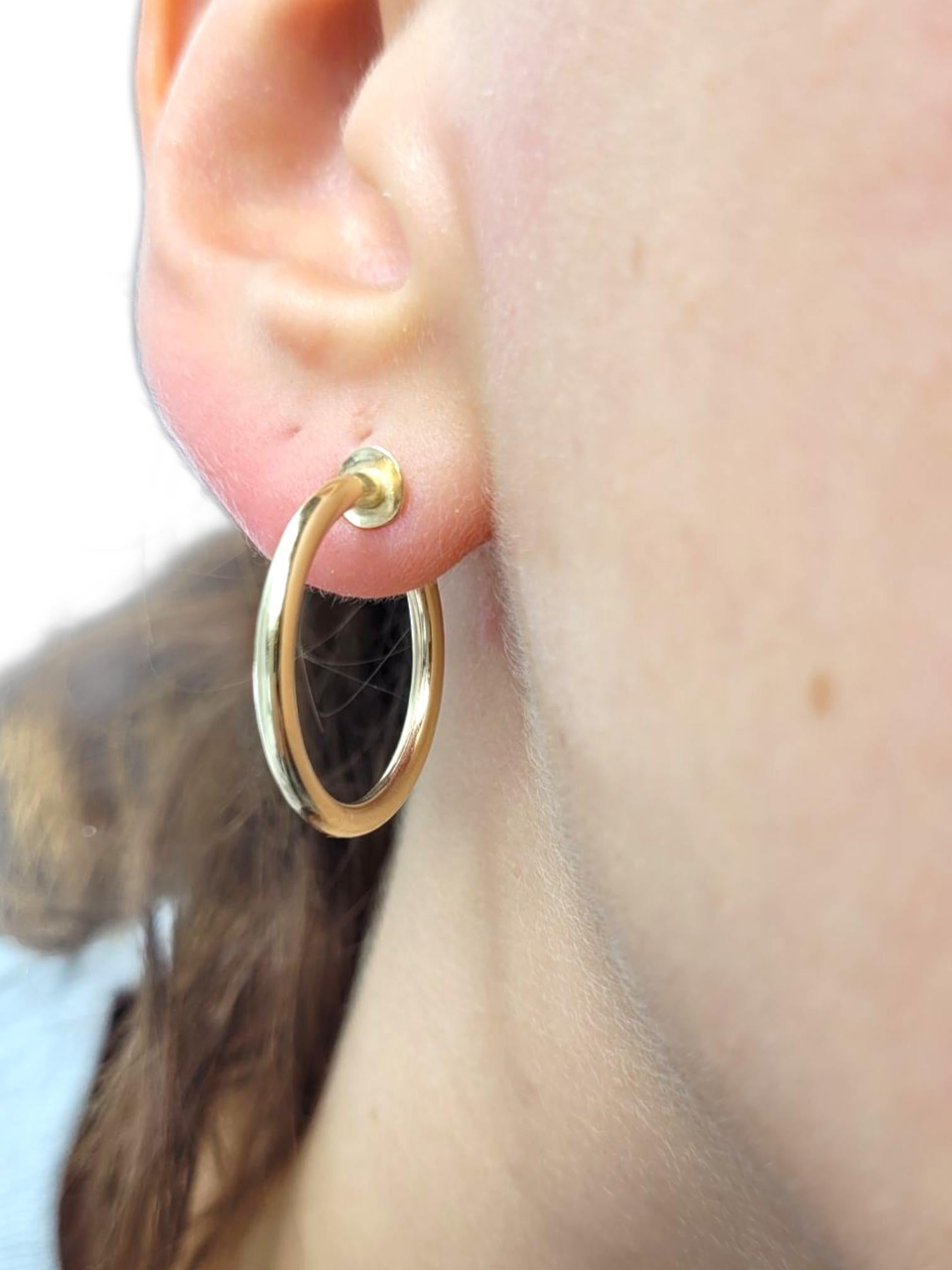 14K Yellow Gold Hoop Twist On Earrings #21754 For Sale 1