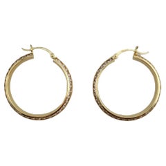 Vintage 14K Yellow Gold Hoops with Clear Stone