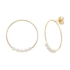 14k Yellow Gold Hoops with Pearls