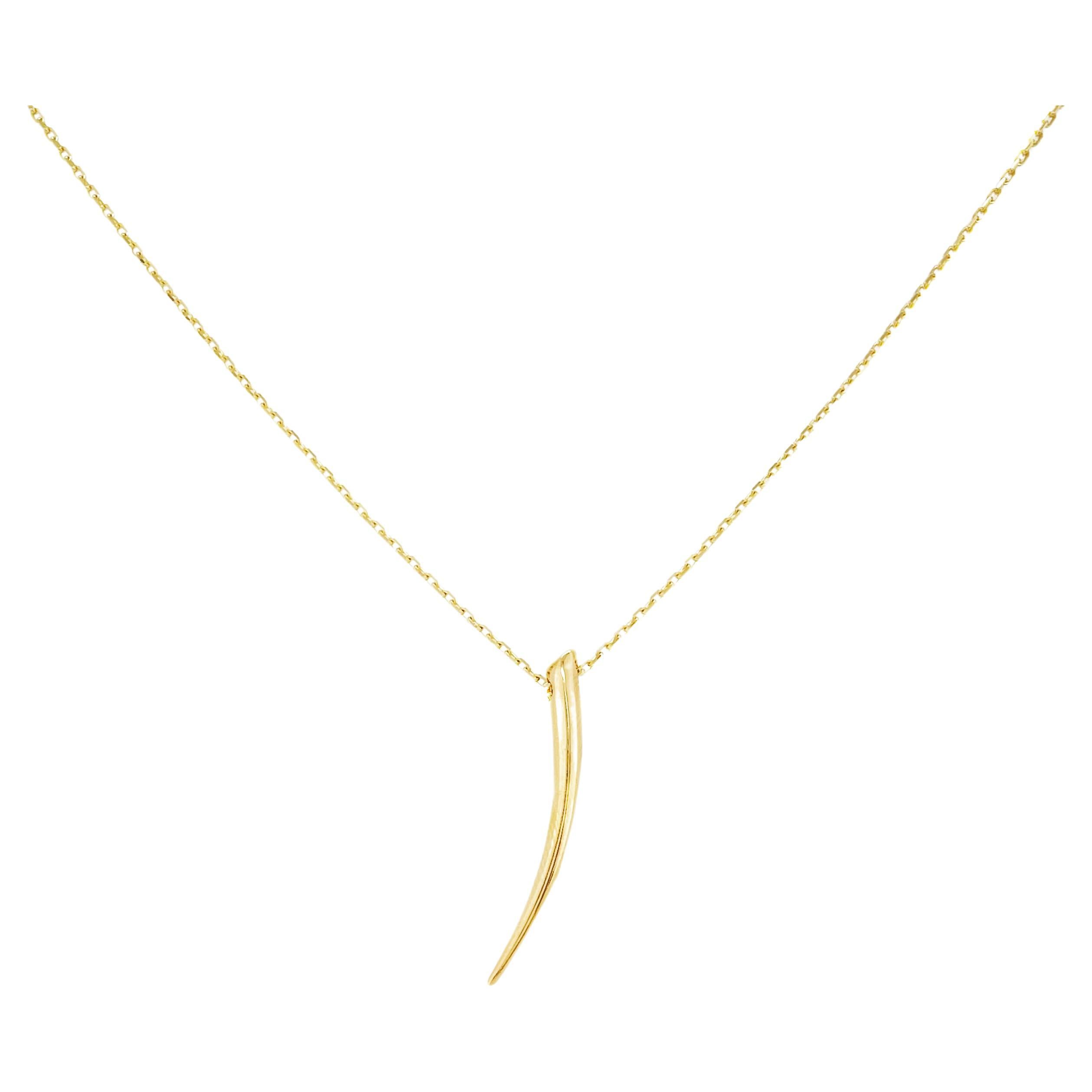 14K Yellow Gold Horn Necklace for Her For Sale