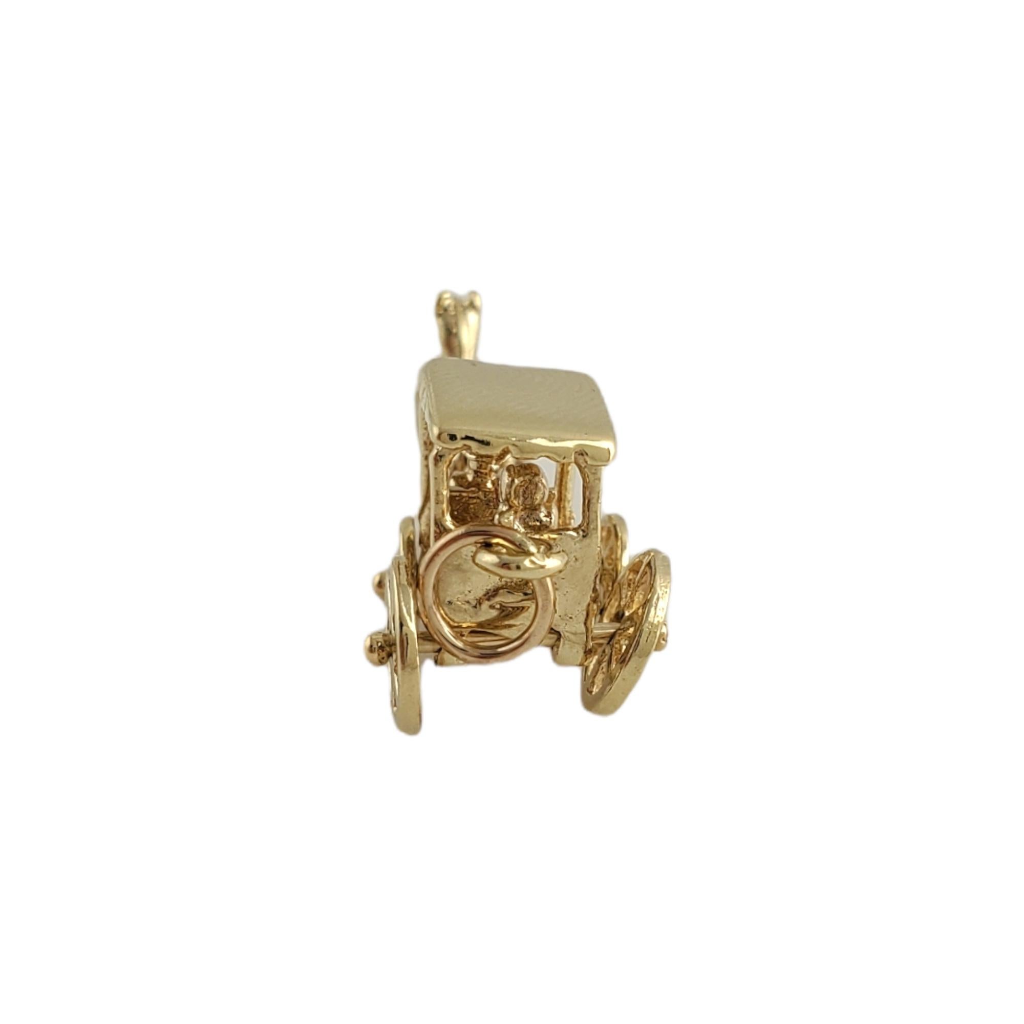 14K Yellow Gold Horse and Carriage Charm 

You'll love this adorable horse and carriage charm! 

Size: 9.64mm X 25.75mm

Weight:  2.9gr /  1.8dwt

Very good condition, professionally polished.

Will come packaged in a gift box and will be shipped