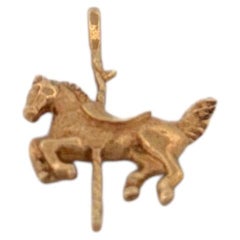 14K Yellow Gold Horse Carousel Pendant or Charm Unique