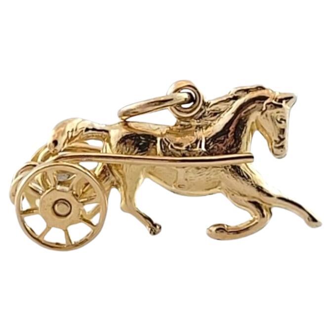 14K Yellow Gold Horse Carriage Charm #15816 For Sale