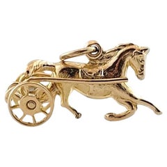 Vintage 14K Yellow Gold Horse Carriage Charm #15816