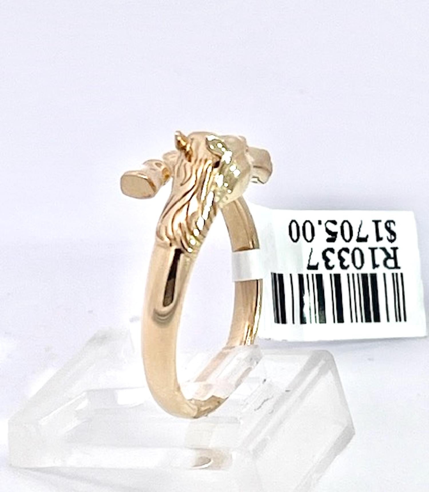 Contemporary 14K Yellow Gold Horse Ring Doves by Doron Paloma For Sale