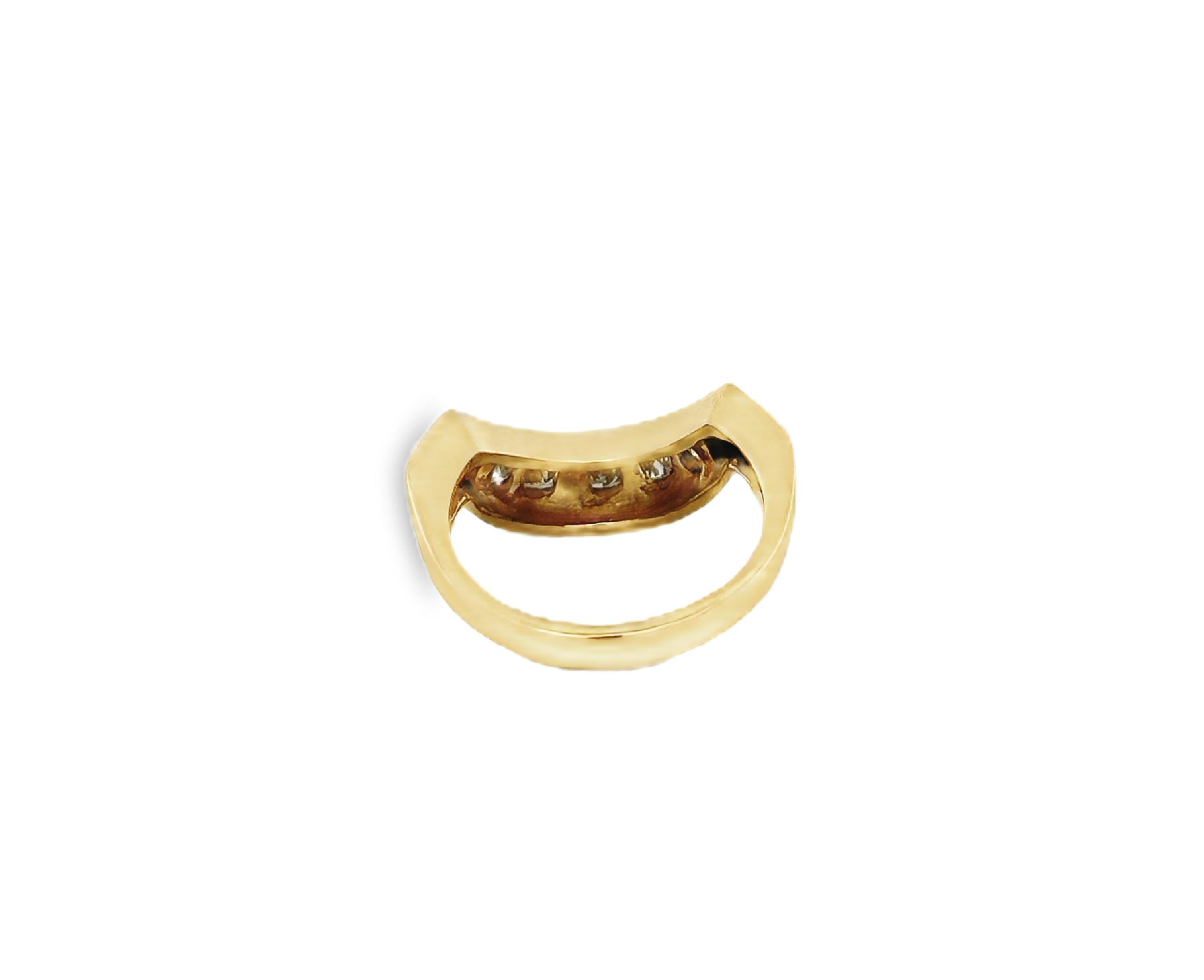 Princess Cut 14K Yellow Gold Horse Shoe Diamond Ring For Sale