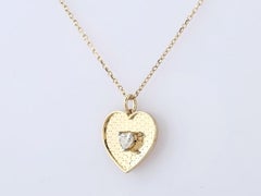 14K Yellow Gold Horseshoe Diamond Pendant Necklace
