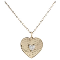 14K Yellow Gold Horseshoe Diamond Pendant Necklace