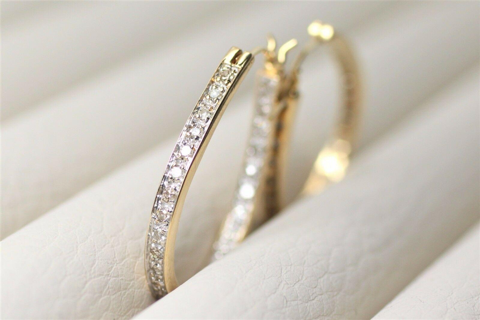 Round Cut 14 Karat Yellow Gold Horseshoe Hoop Earrings 1.00 Carat Diamonds