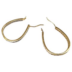 14 Karat Yellow Gold Horseshoe Hoop Earrings 1.00 Carat Diamonds