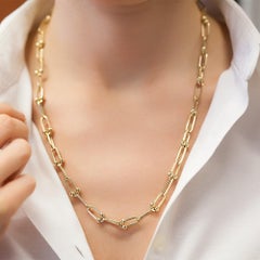14K Yellow Gold Horseshoe Link Chain Necklace