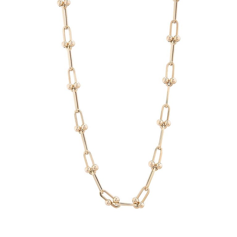 14K Yellow Gold Horseshoe Link Chain Necklace For Sale at 1stDibs