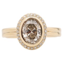 14k Yellow Gold HRD 1.50ct Center Oval Cut Diamond Engagement Ring