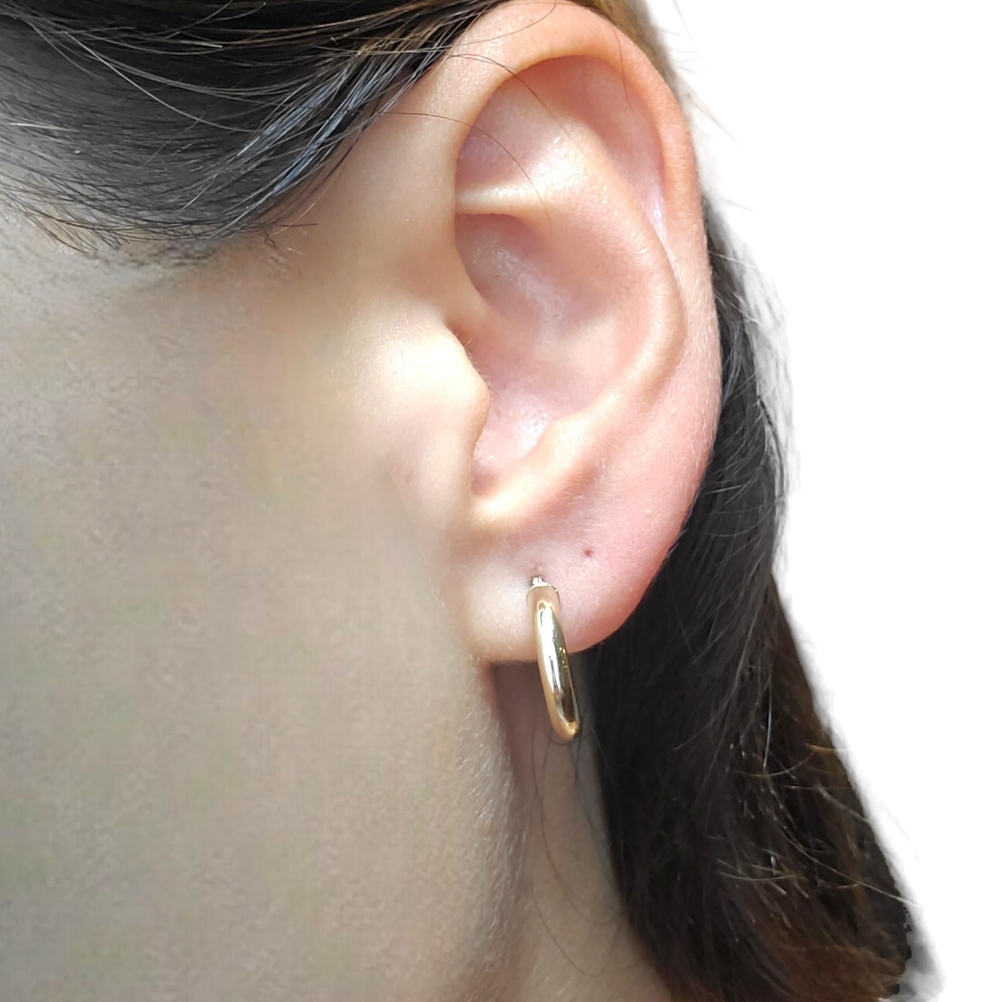 14K Yellow Gold Huggie Hoop Earrings #17953 2