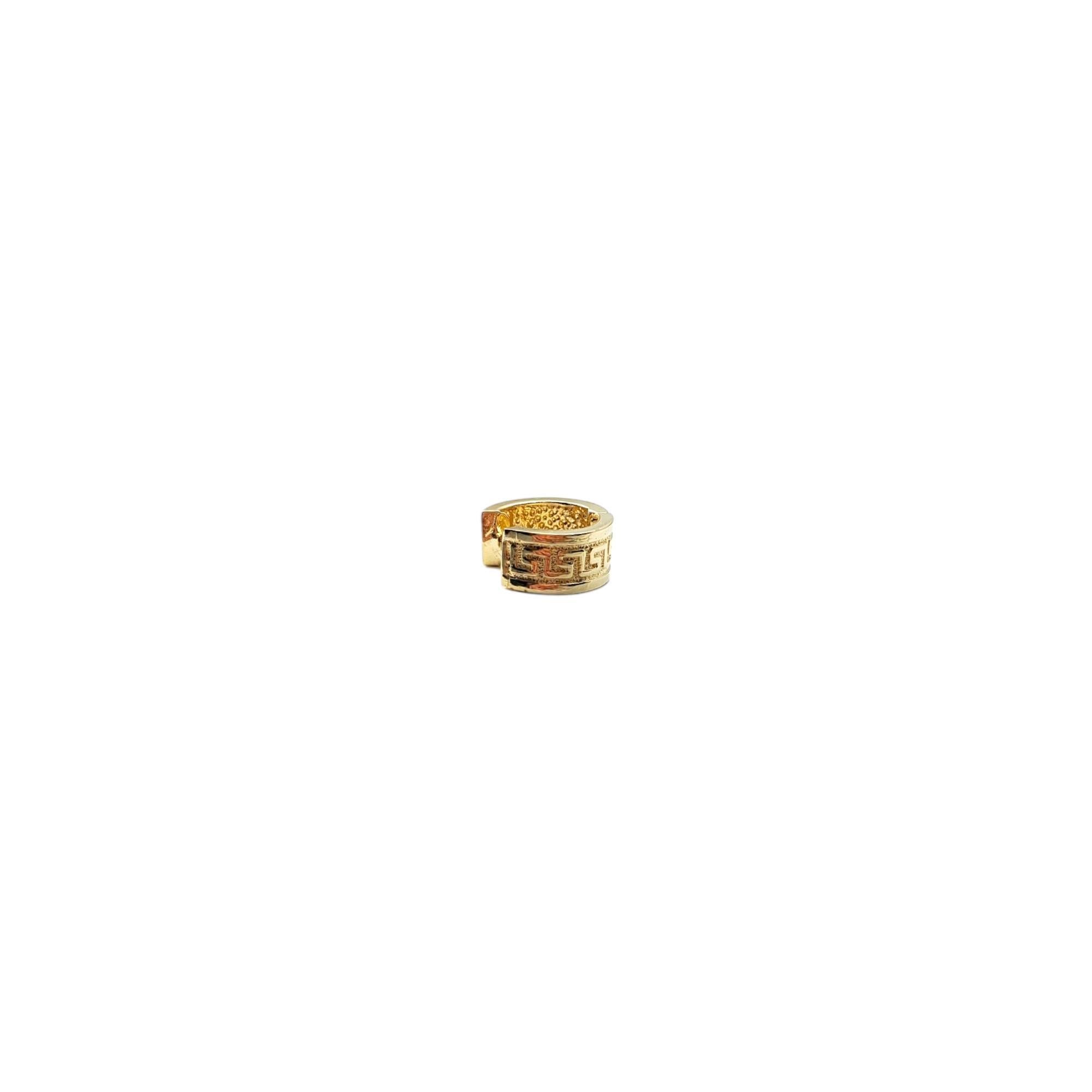 14K Yellow Gold Huggie Hoops Aztec Design #17020 For Sale 2