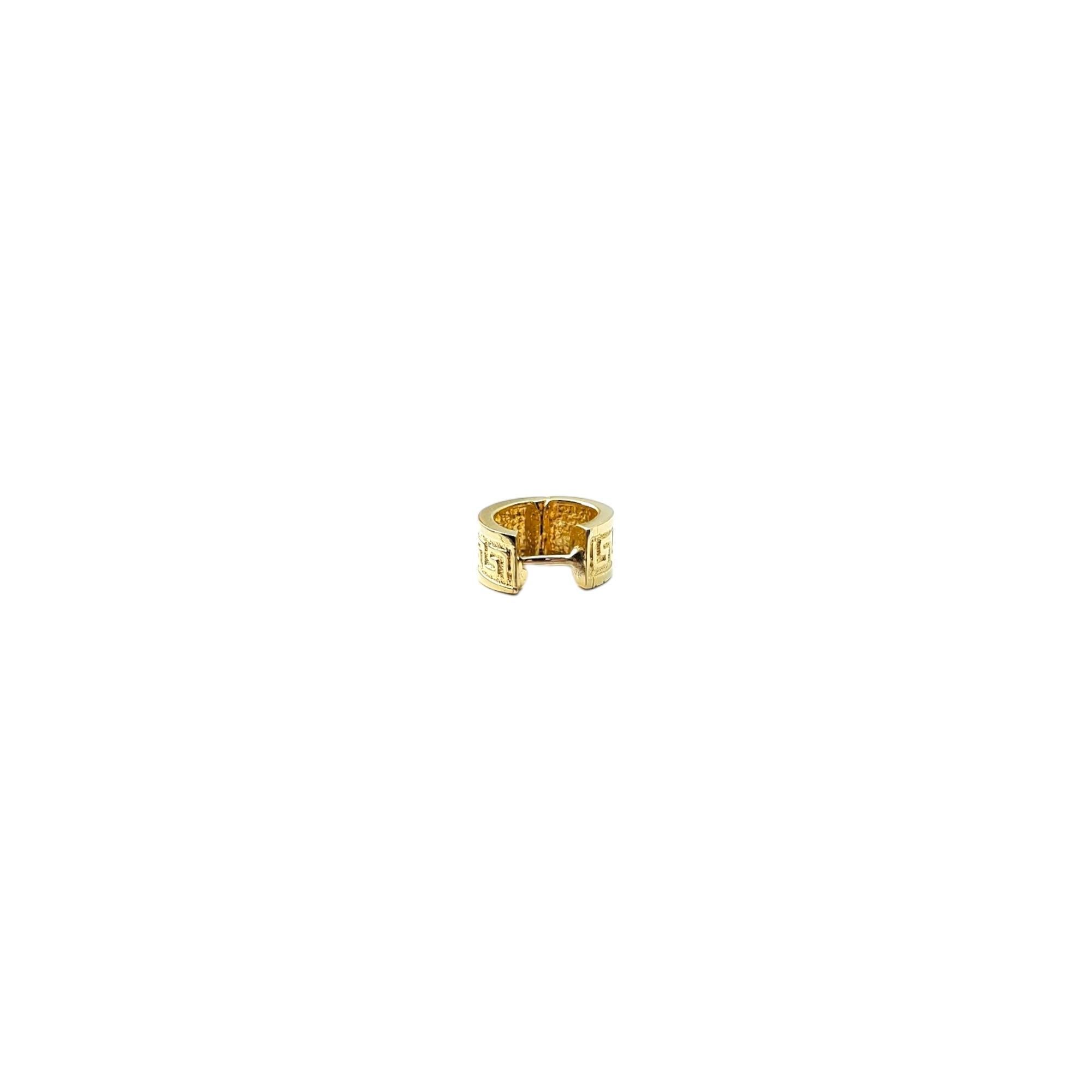 14K Yellow Gold Huggie Hoops Aztec Design #17020 For Sale 3