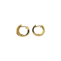 14K Yellow Gold Huggie Hoops Aztec Design #24296