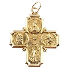 14K Yellow Gold "I am Catholic Please Call a Priest" Cross Pendant #18176