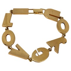 14K Yellow Gold I LOVE YOU Letters Link Bracelet