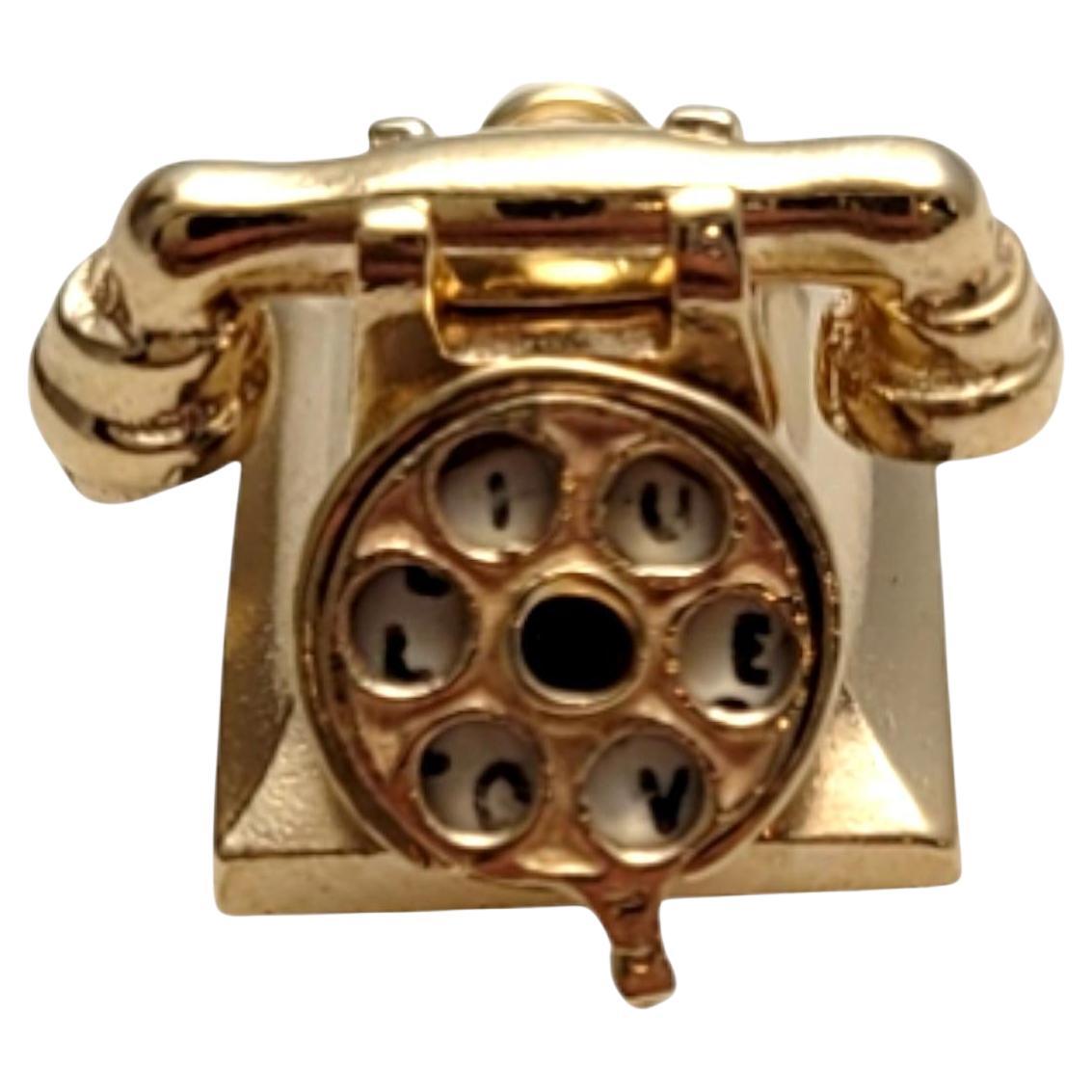 14K Yellow Gold "I Love You" Phone Charm #19835