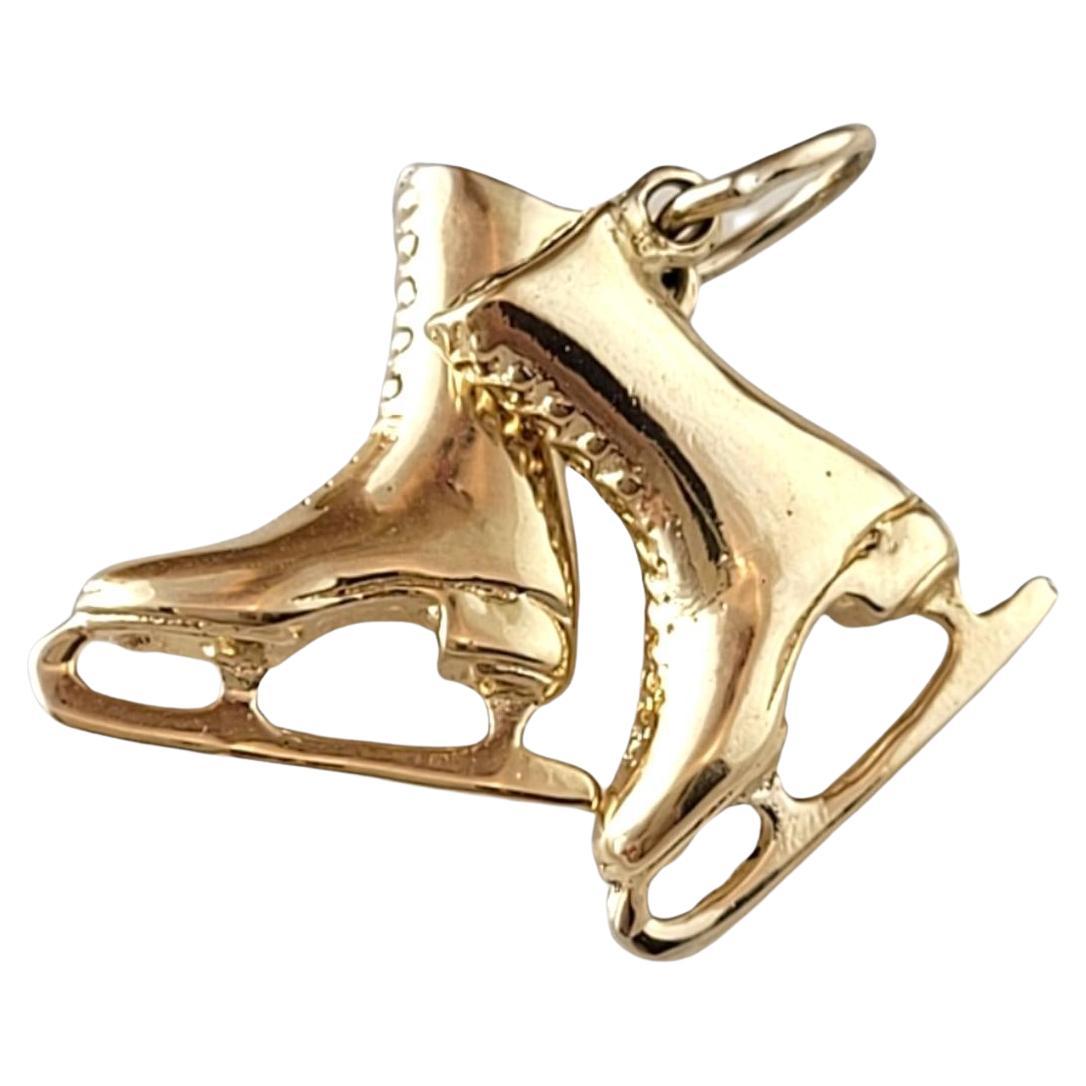 14K Yellow Gold Ice Skates Charm #16901 For Sale