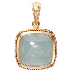 14k Yellow Gold Icy Blue 29.88ct Aquamarine Lucky Four Leaf Clover Pendant