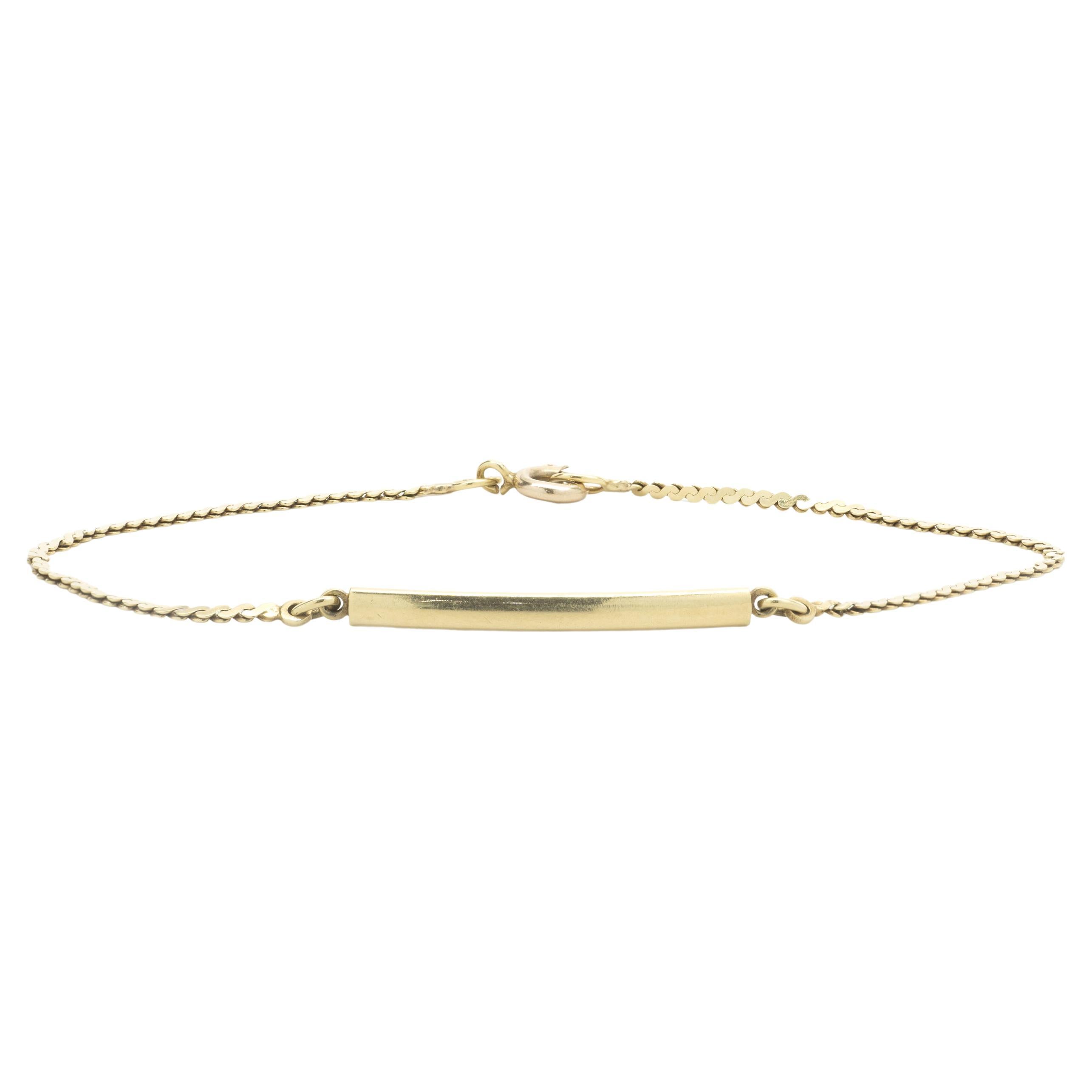 14k Yellow Gold ID Bracelet For Sale