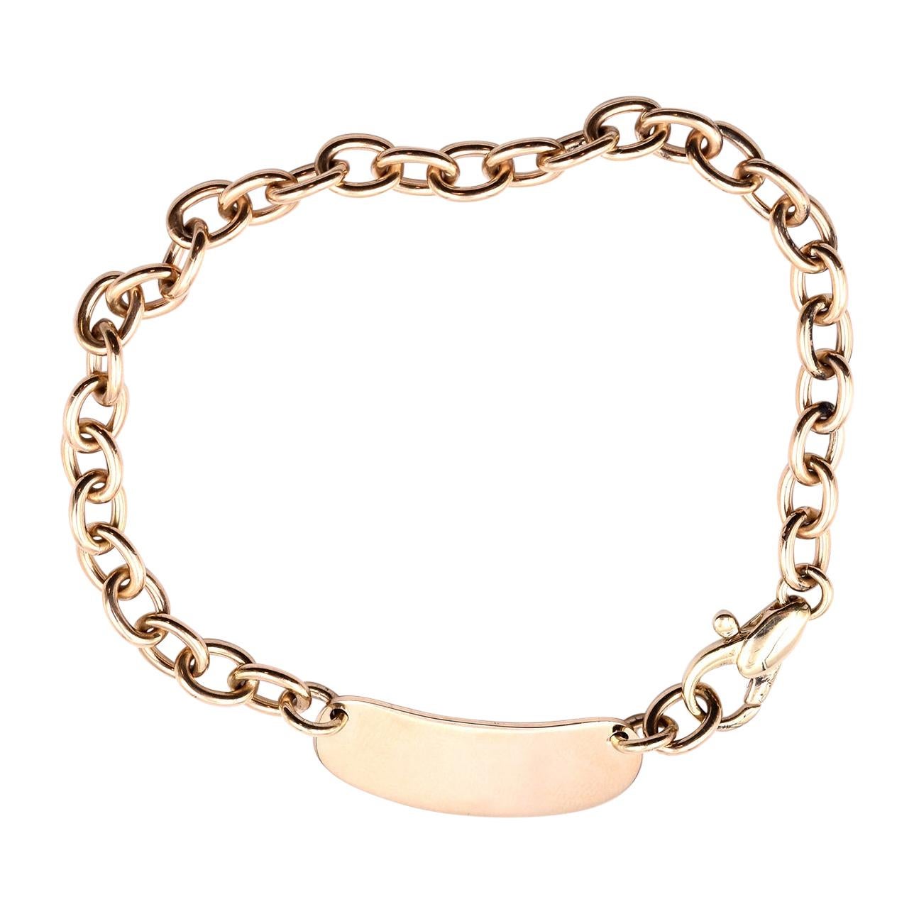 14 Karat Yellow Gold ID Link Bracelet