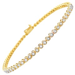 14K Yellow Gold Illusion Set 0.32 Carats Round Natural Diamond Tennis Bracelet