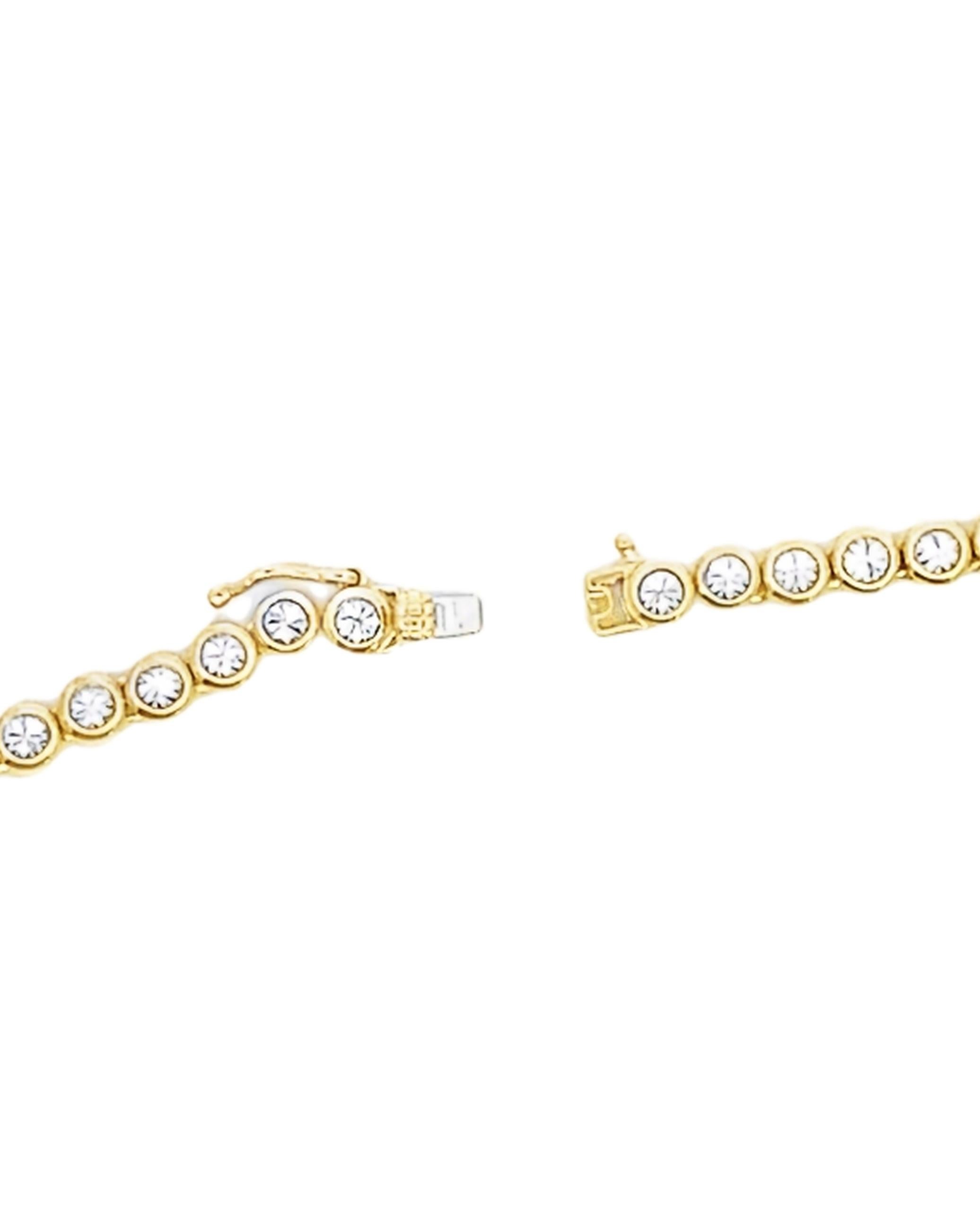 Contemporain Collier tennis en or jaune 14 carats serti de diamants à l'illusion en vente