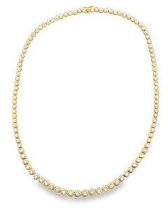 14K Gelbgold Illusion gefasste Diamant-Tennis-Halskette