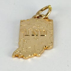 14 Karat Yellow Gold Indiana State Map Charm Pendant
