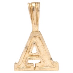 14k Yellow Gold Initial Charm, Letter A, Dainty Initial, Length .5 Inches