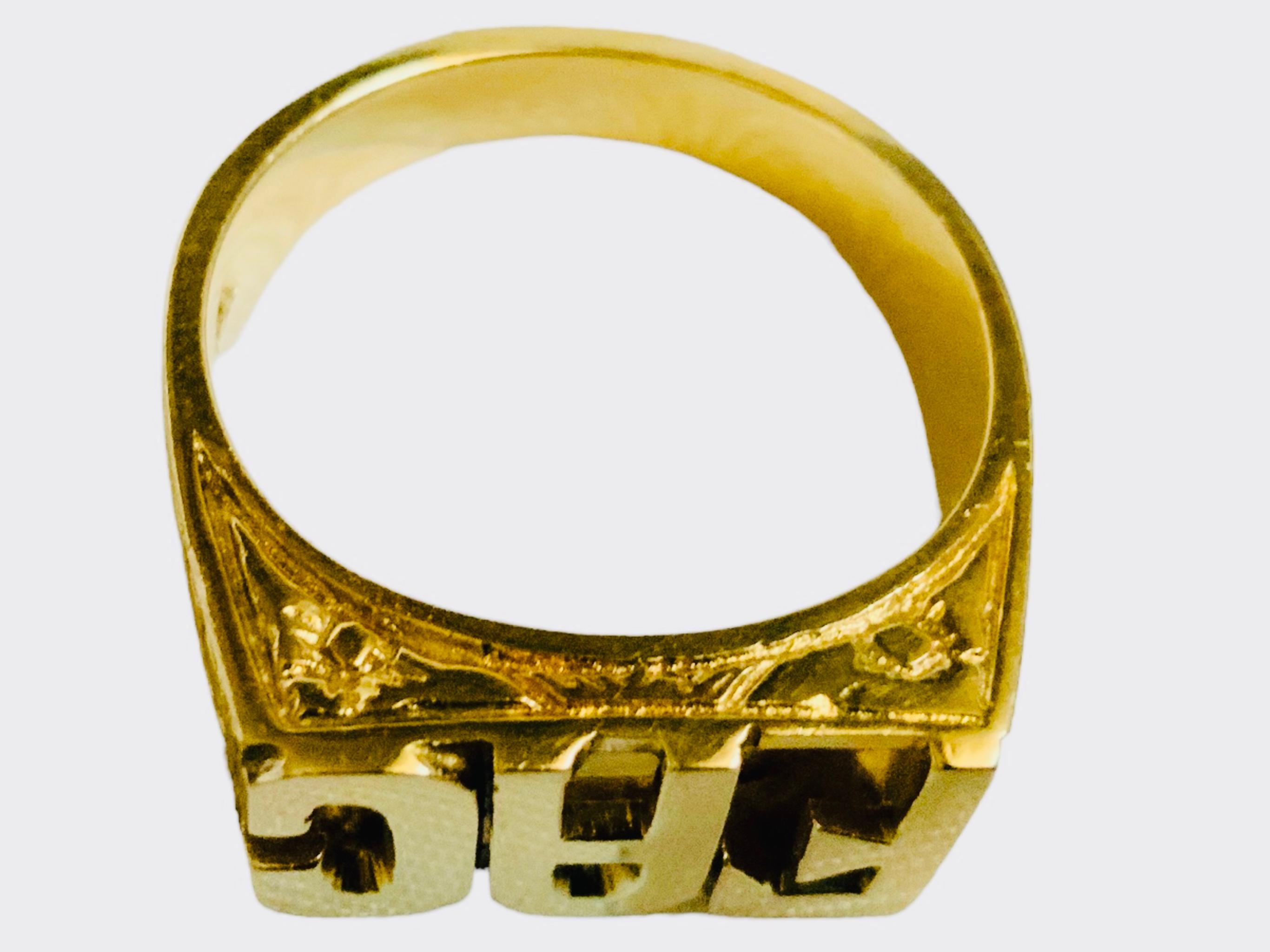 Women's or Men's 14K Yellow Gold Initials/Monogram Ring For Sale