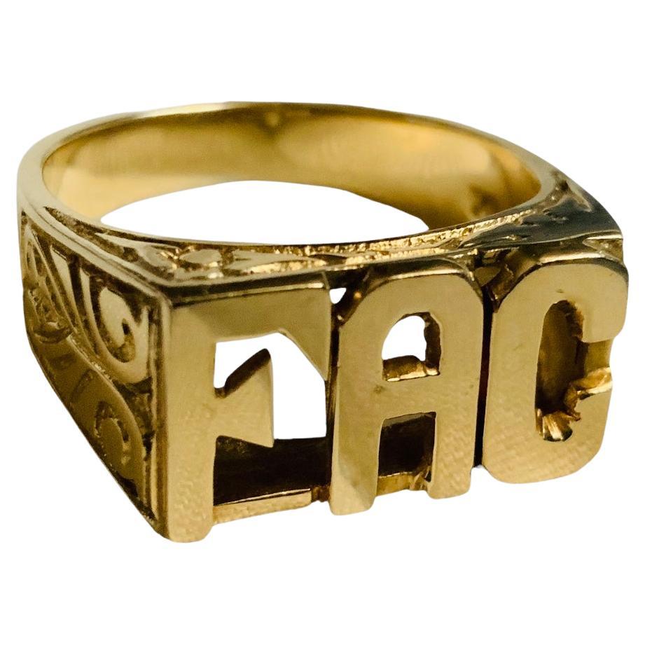 14K Yellow Gold Initials/Monogram Ring