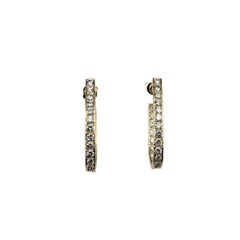 14K Yellow Gold Inside-Out Diamond Oval Hoop Earrings #23026