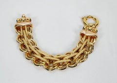 Bracciale con granato a maglie rotonde in oro giallo 14k, 8 pollici - 39,7 g